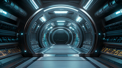 Leinwandbilder - Sci-fi scene, spacecraft metal gate