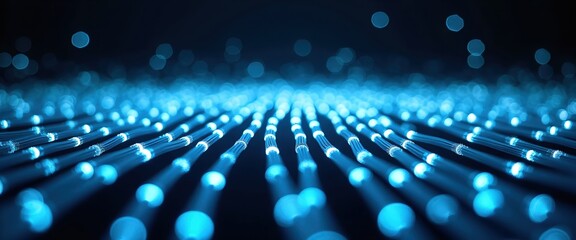 Wall Mural - abstract network connection, glowing blue lines and nodes. futuristic digital technology concept.