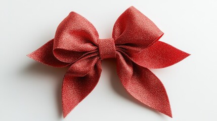 Wall Mural - Red Glitter Bow on White Background