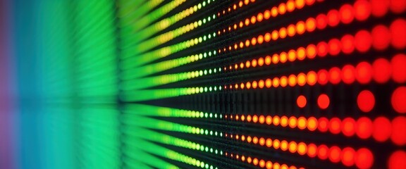 Wall Mural - abstract led light display, vibrant colors gradient from green to red.