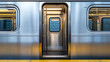 © CreativeCreations - A silver subway train door is open, with the platform visible in front of it