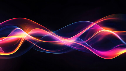Poster - Abstract wave lights pattern on black background