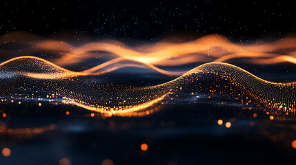 Fototapete - Abstract wave lights pattern on black background