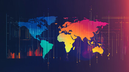 Poster - An image featuring a colorful world map with a graph behind