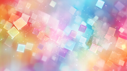 Poster - Colorful pastel background with square shapes, shiny and glittering, soft, dreamy, playful, cheerful, whimsical