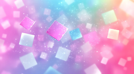 Poster - Colorful pastel background with square shapes, shiny and glittering, soft, dreamy, playful, cheerful, whimsical