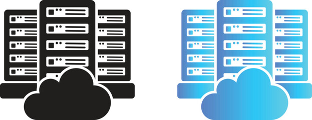 Wall Mural - cloud computing data center icons with silhouette style and different colors. vector illustration