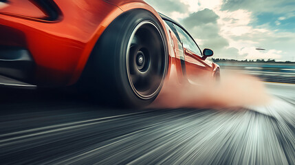Aufkleber - Drifting car wheels, sports car racing on the race track