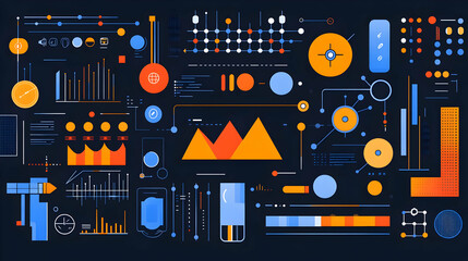 Data visualization dashboard; analysis, futuristic background