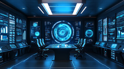 Fototapete - Modern interior of technological security room