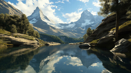 Wall Mural - Alpine landscape.