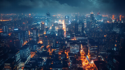 Aufkleber - The idea of a connected city at night