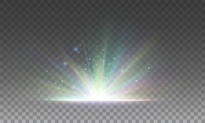 Wall Mural - lens explosion, spark, spark. glowing bright light explosion effect. crystal the effect of a bright 