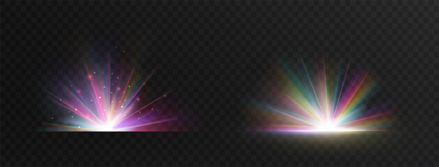Wall Mural - lens explosion, spark, spark. glowing bright light explosion effect. crystal the effect of a bright 