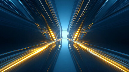Poster - A blue and gold gradient background with sharp lines, creating a futuristic and elegant design, ideal for festive card frames, wallpapers, or presentations.

