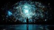 © Santri - Silhouette of a Person Contemplating a Cosmic Display of Data and Light