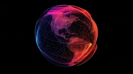 Wall Mural - technology image of globe. abstract polygonal shapes. background with connecting dots and lines. gra