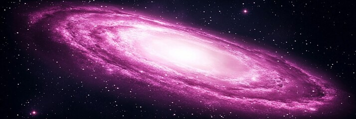 Wall Mural - pink spiral galaxy in deep space with stars.