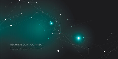 Fototapete - Vector abstract background design with connecting dots and lines