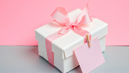 Wall Mural - pink gift box with pink ribbon