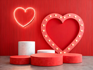 Wall Mural - heart shaped box with red ribbon