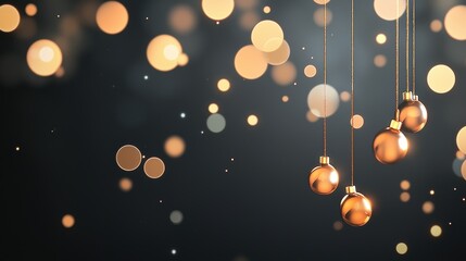 Wall Mural - soft golden bokeh circles overlapping each other against a deep black background, creating a luxurio