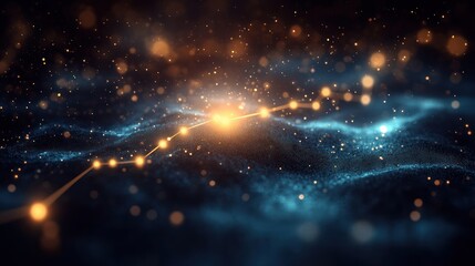 Network connection, glowing path, digital landscape, data flow, abstract background