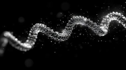 Glowing DNA helix against dark background, science concept
