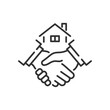 © Keyglad - 家と握手の不動産向けベクターアイコン(線画・白黒)