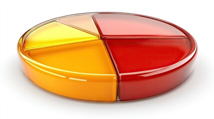 Wall Mural - three-dimensional pie chart with red, orange, and yellow segments