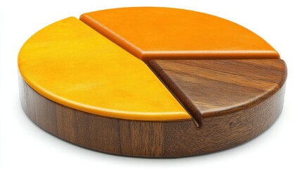 Wall Mural - three-dimensional pie chart with yellow, orange, and brown segments