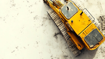 Leinwandbilder - A close, up shot of a yellow excavator against isolated on a white background