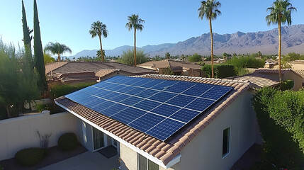 Wall Mural - a shot of a solar panel installation on a rooftop