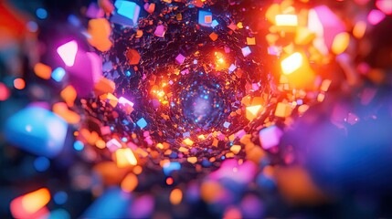 Wall Mural - vibrant abstract background with glowing geometric shapes and dynamic motion