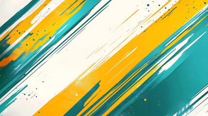 Poster - Abstract background banner with diagonal stripes in yellow and teal