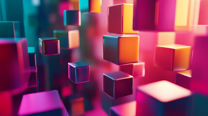 Poster - Abstract cubed colorful background
