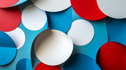 Aufkleber - Abstract paper card background with geometric shapes in white, blue and red colors