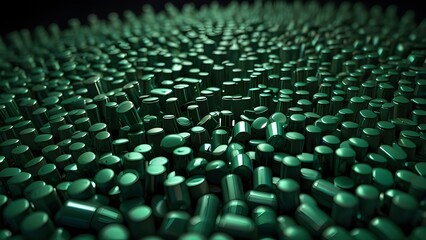 Waving array of green capsules Generative AI