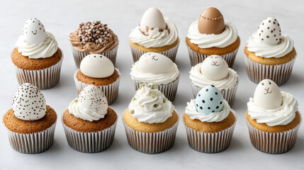 Sticker - Delightful Easter themed cupcakes with decorative eggs and frosting