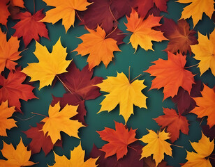 Canvas Print - Maple leaves in vibrant autumn colors.