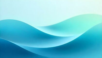 Leinwandbilder - Abstract waves in soft blue and green gradients