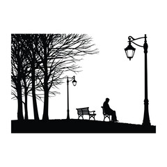 Park vector silhouette black color