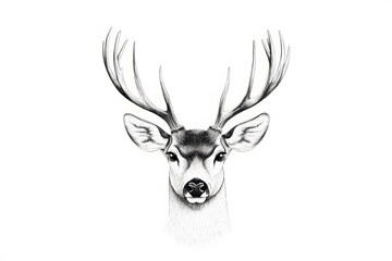 Wall Mural - Deer graphic style wildlife simple drawing animal isolated on white background	