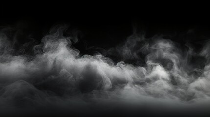 Poster - Soft Mist and Ethereal Fog Effect on Dark Background Creating a Mysterious Atmosphere with Dramatic Contrast and Depth