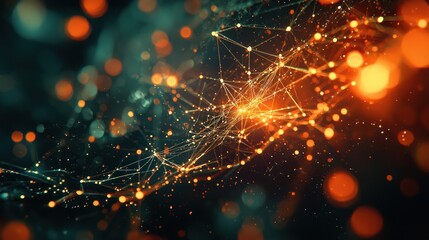 Abstract Network Connections: Glowing Nodes and Lines