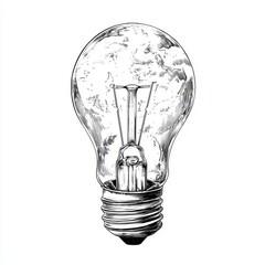 The tungsten filament, glass cylinder, and lamp base of an incandescent light bulb are visible against a light background