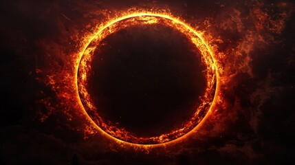 Wall Mural - Fiery Ring of Celestial Fire Abstract Burning Circle Background