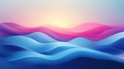 Wall Mural - Abstract Wavy Landscape with Pink and Blue Hues