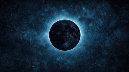 Wall Mural - Celestial Eclipse Dark Moon in a Glowing Nebula