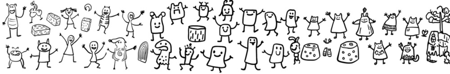 Poster - Arctic animals arranged in a circular pattern for a coloring book. Available in black and white